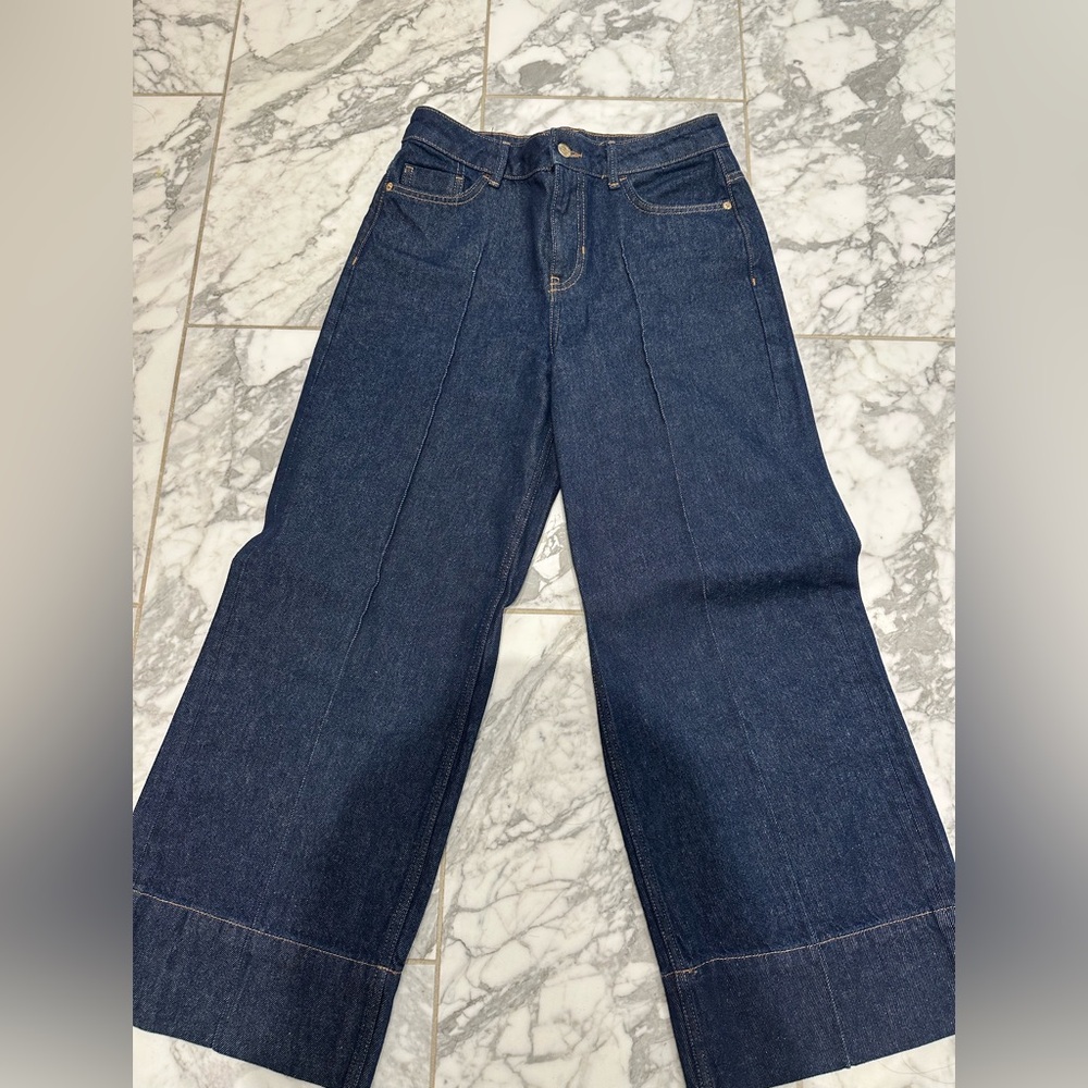 Zara cropped wide leg jeans